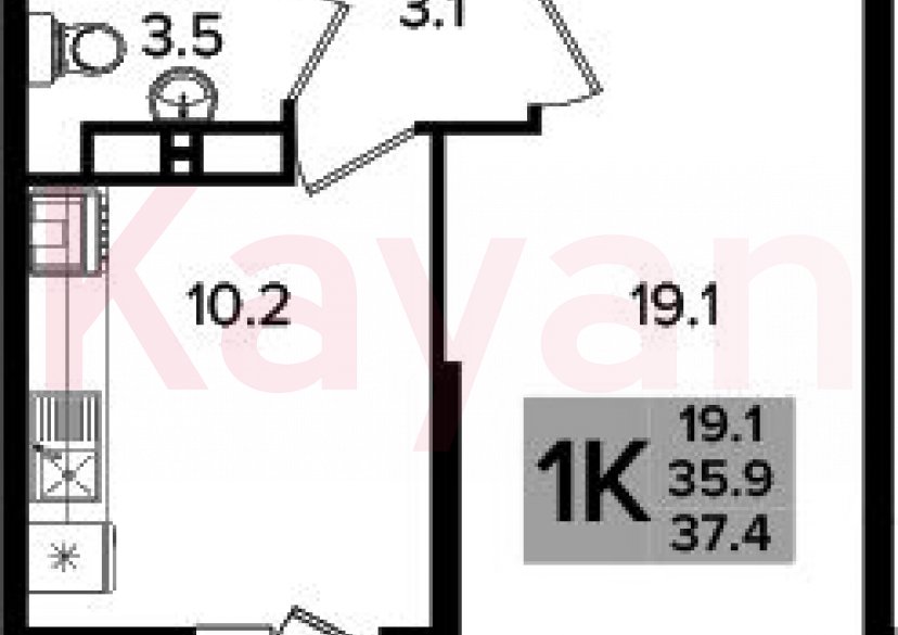 Продажа 1-комн. квартиры, 35.9 кв.м фото 0