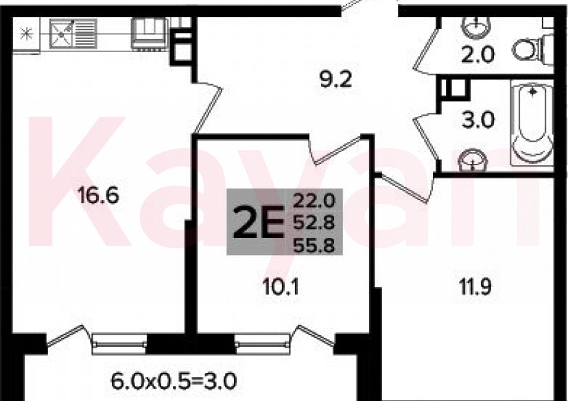 Продажа 3-комн. квартиры, 52.8 кв.м фото 0