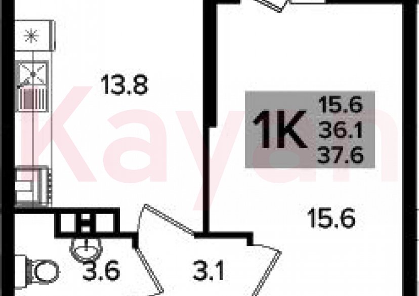 Продажа 1-комн. квартиры, 36.1 кв.м фото 0