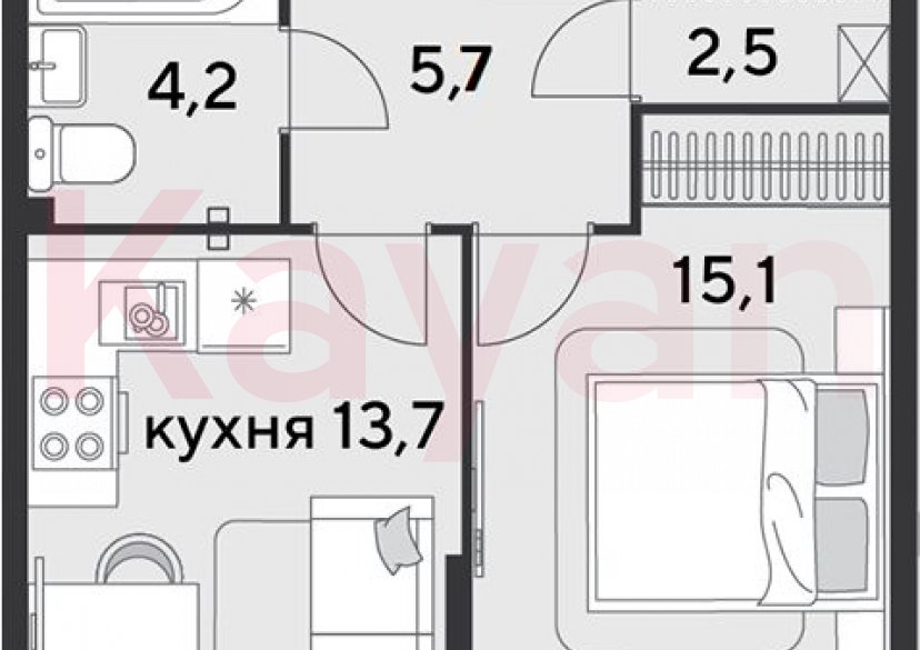 Продажа 1-комн. квартиры, 41.2 кв.м фото 0