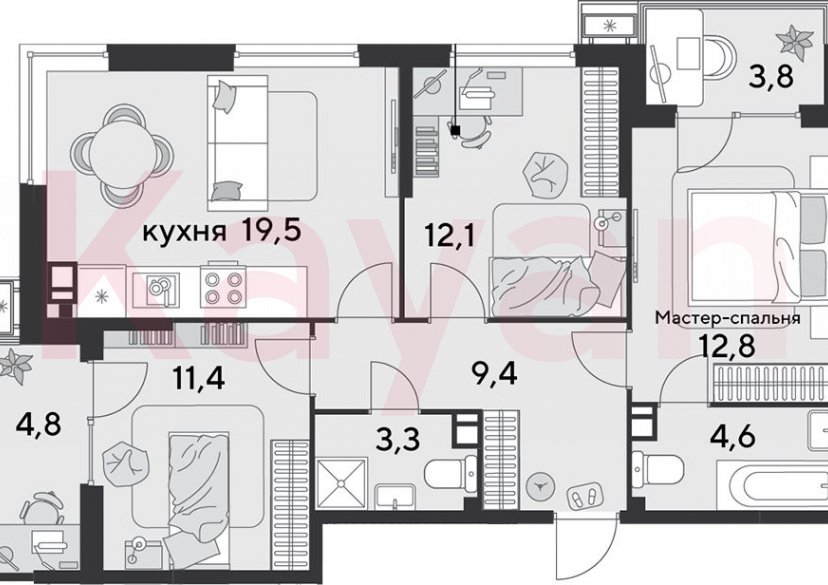 Продажа 4-комн. квартиры, 73.1 кв.м фото 0