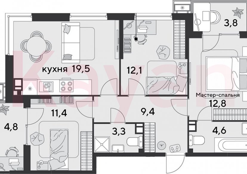 Продажа 4-комн. квартиры, 73.1 кв.м фото 0