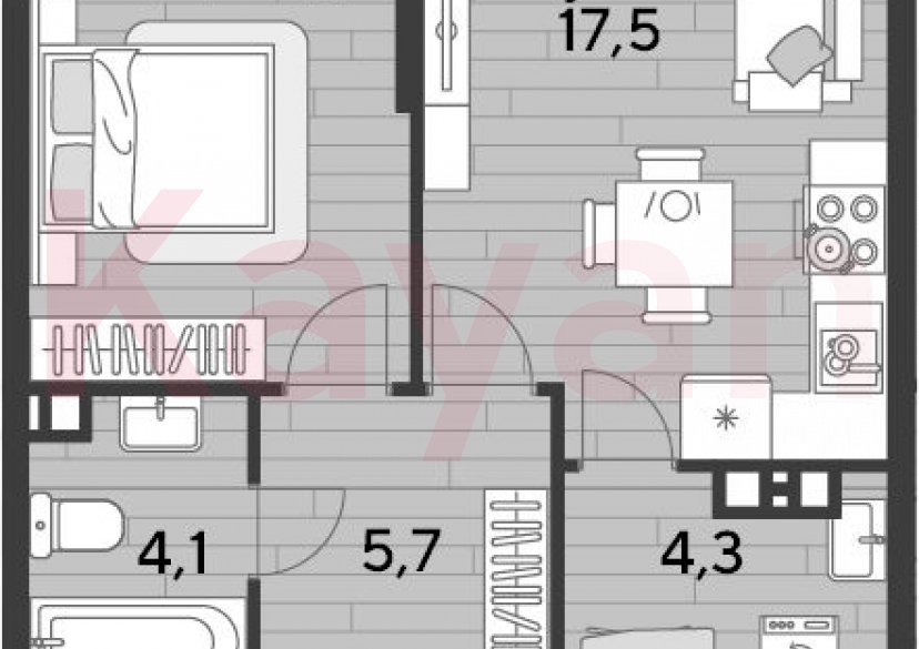 Продажа 1-комн. квартиры, 44.4 кв.м фото 0