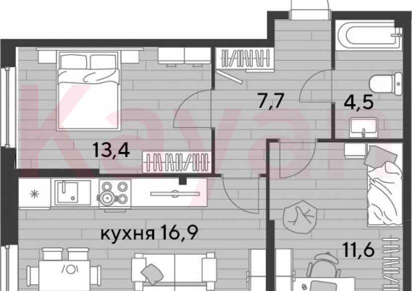 Продажа 2-комн. квартиры, 54.1 кв.м фото 0