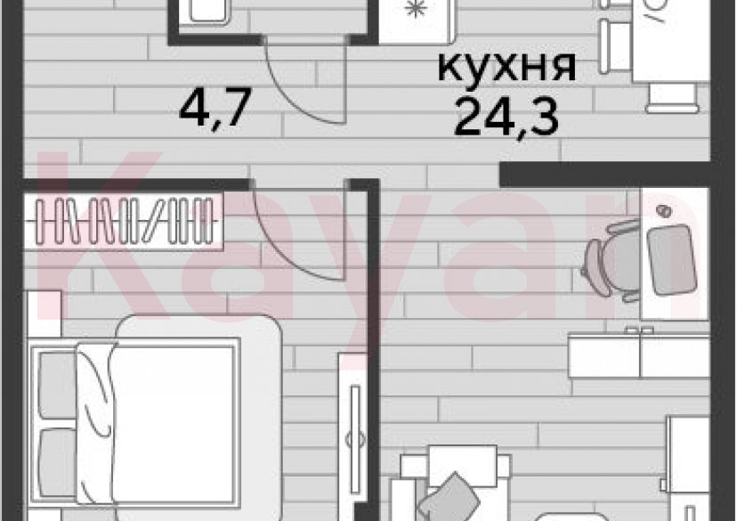 Продажа 1-комн. квартиры, 47.7 кв.м фото 0