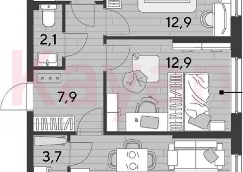 Продажа 2-комн. квартиры, 60.7 кв.м фото 0