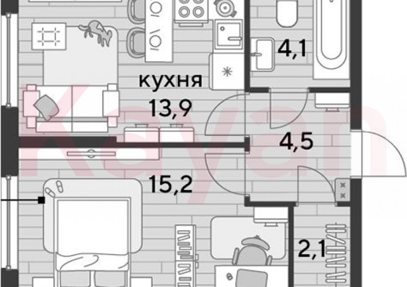 Продажа 1-комн. квартиры, 39.8 кв.м фото 0