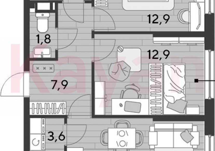 Продажа 2-комн. квартиры, 59.8 кв.м фото 0