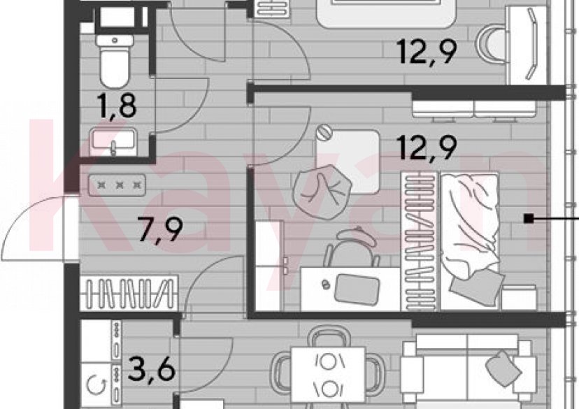 Продажа 2-комн. квартиры, 59.8 кв.м фото 0