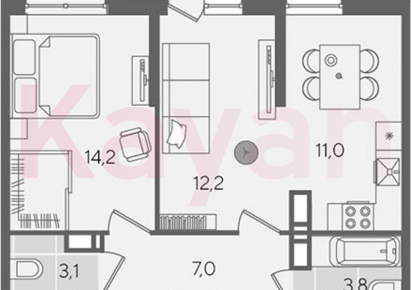 Продажа 2-комн. квартиры, 51.3 кв.м фото 0