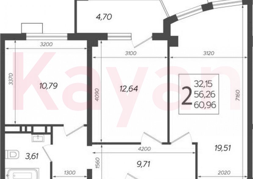 Продажа 2-комн. квартиры, 56.26 кв.м фото 0