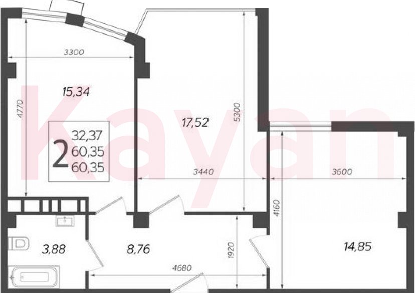 Продажа 3-комн. квартиры, 60.35 кв.м фото 0