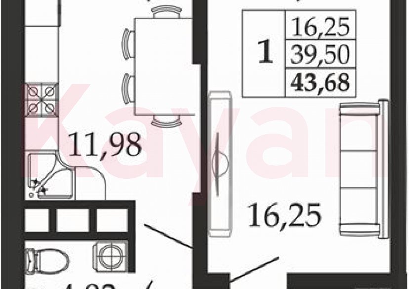 Продажа 1-комн. квартиры, 39.5 кв.м фото 0