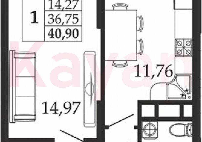 Продажа 1-комн. квартиры, 36.75 кв.м фото 0