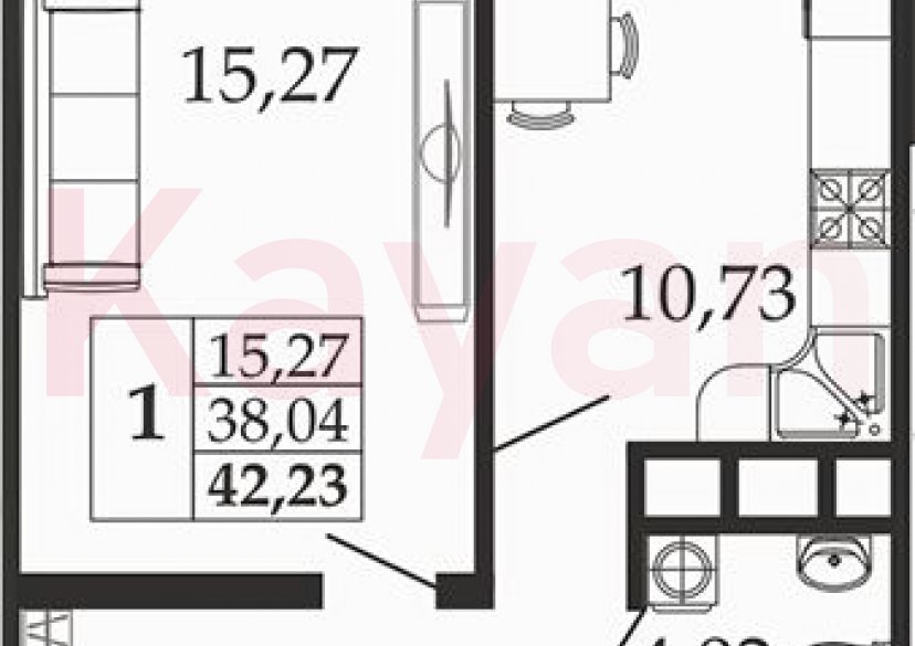 Продажа 1-комн. квартиры, 38.04 кв.м фото 0