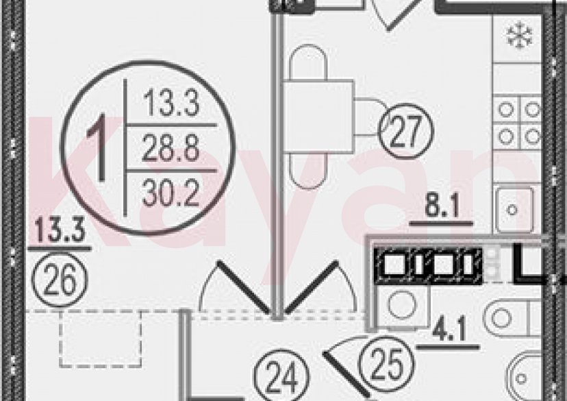 Продажа 1-комн. квартиры, 28.8 кв.м фото 0