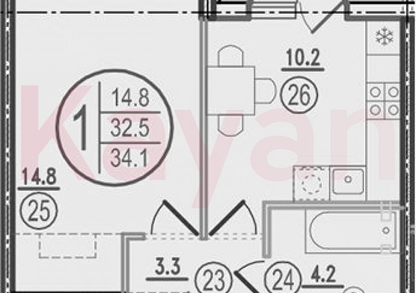 Продажа 1-комн. квартиры, 32.5 кв.м фото 0