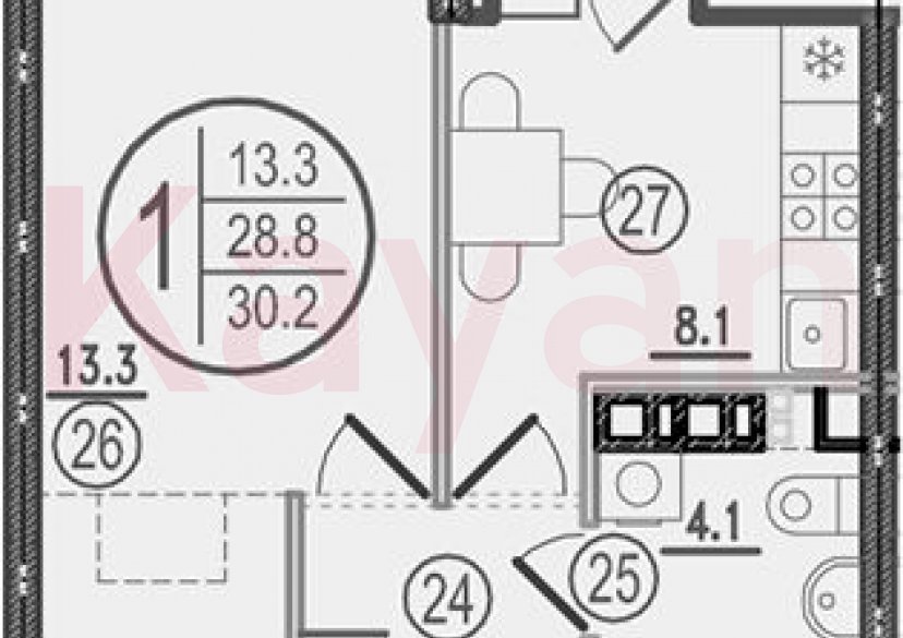 Продажа 1-комн. квартиры, 28.8 кв.м фото 0