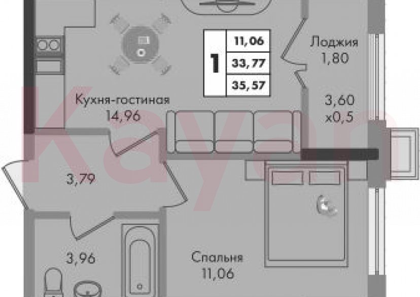 Продажа 1-комн. квартиры, 33.77 кв.м фото 0