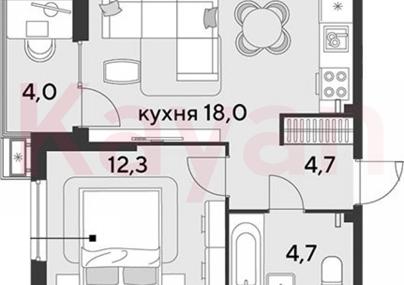 Продажа 2-комн. квартиры, 39.7 кв.м фото 0