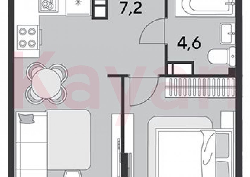 Продажа 2-комн. квартиры, 44.2 кв.м фото 0