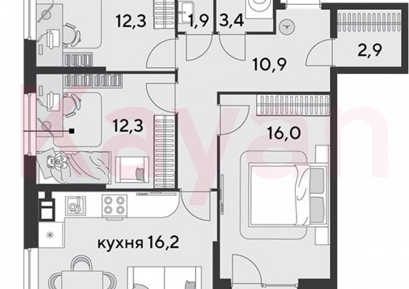 Продажа 4-комн. квартиры, 75.9 кв.м фото 0