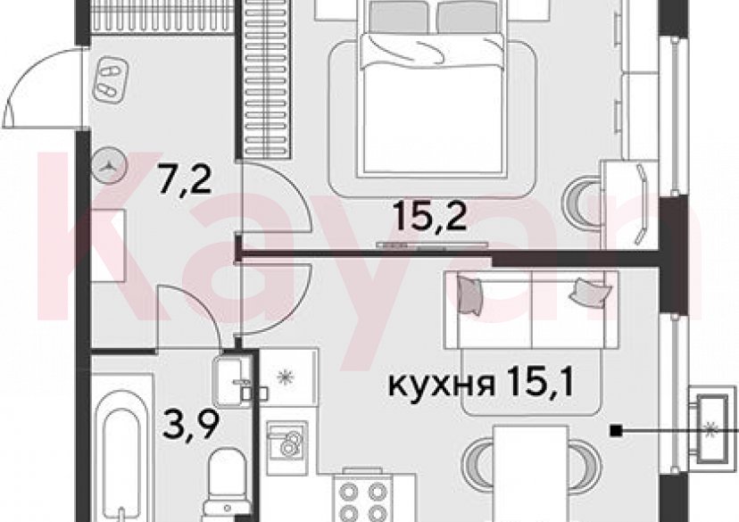 Продажа 2-комн. квартиры, 41.4 кв.м фото 0