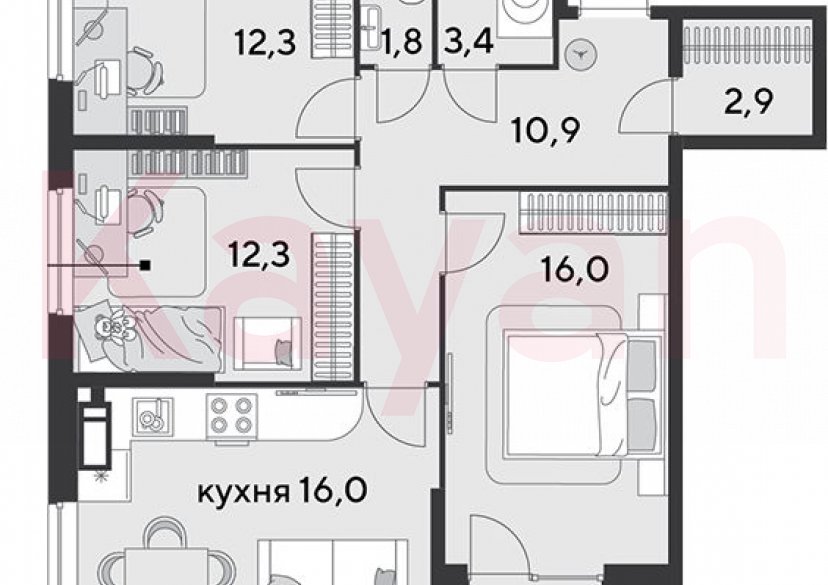 Продажа 4-комн. квартиры, 75.6 кв.м фото 0