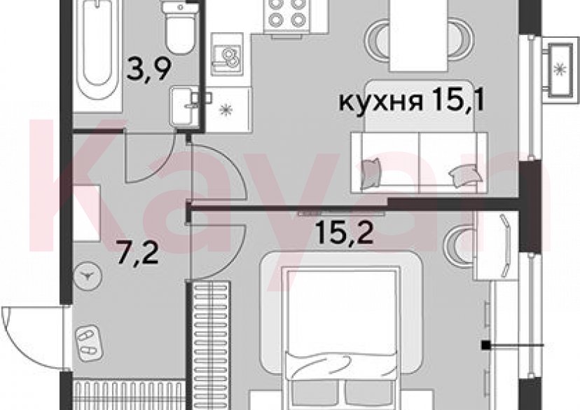 Продажа 2-комн. квартиры, 41.4 кв.м фото 0