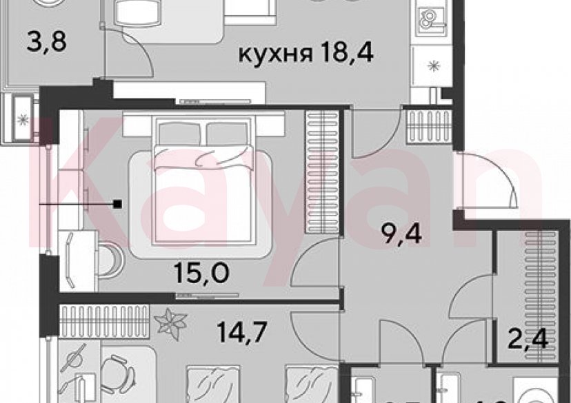 Продажа 3-комн. квартиры, 66.8 кв.м фото 0