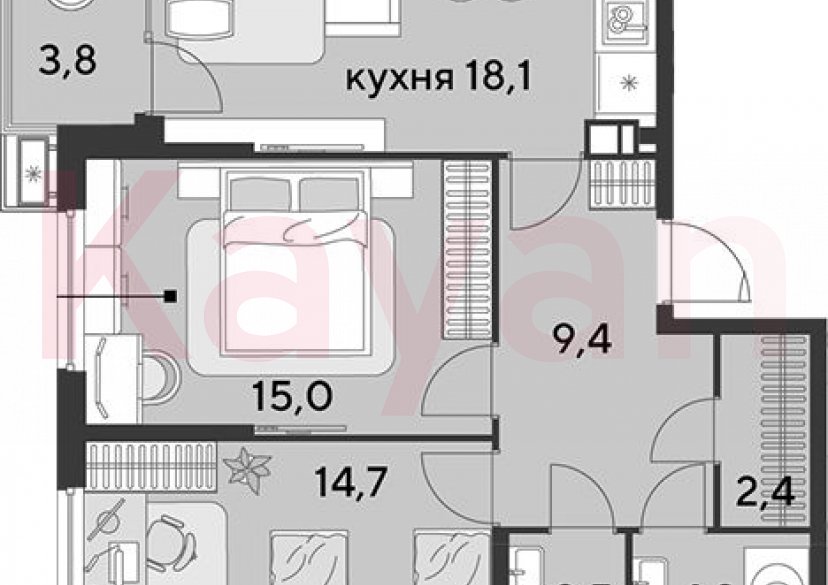 Продажа 3-комн. квартиры, 66.3 кв.м фото 0