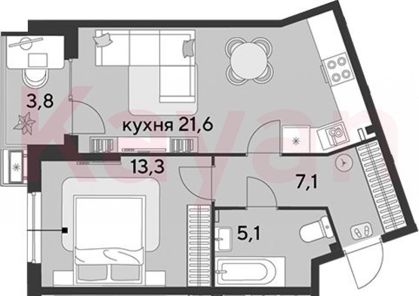 Продажа 2-комн. квартиры, 47.1 кв.м фото 0