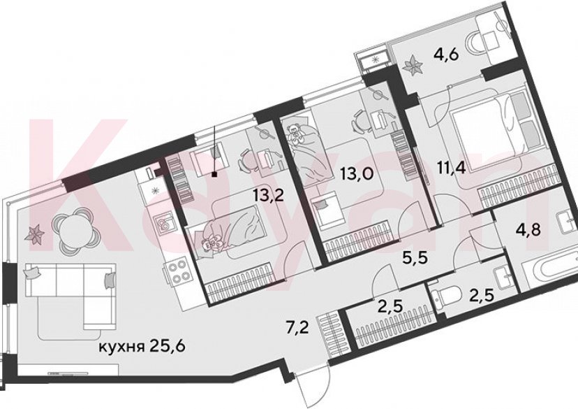 Продажа 4-комн. квартиры, 85.7 кв.м фото 0