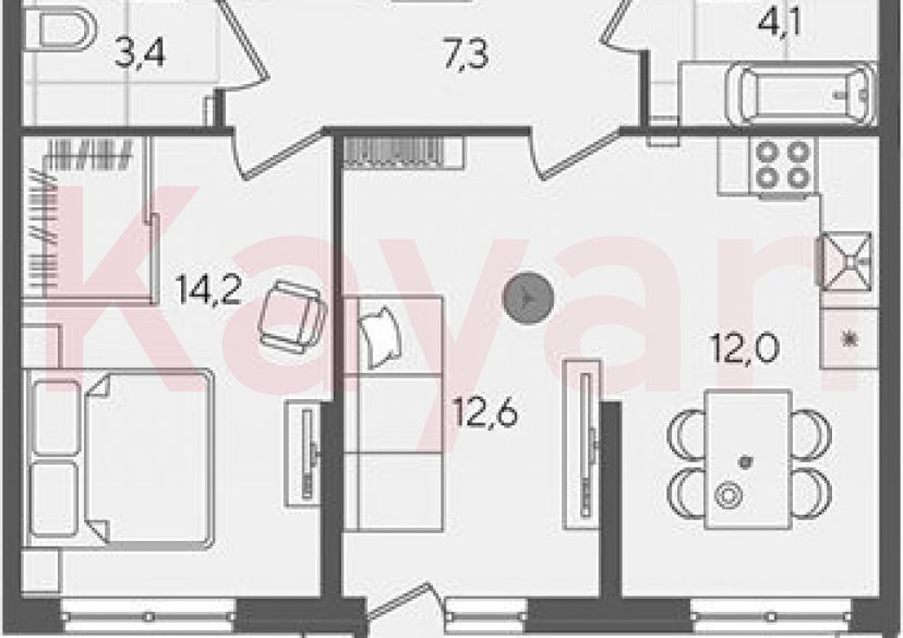 Продажа 2-комн. квартиры, 53.6 кв.м фото 0