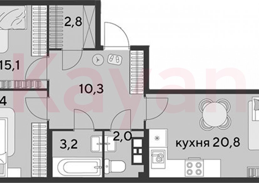 Продажа 3-комн. квартиры, 69.6 кв.м фото 0