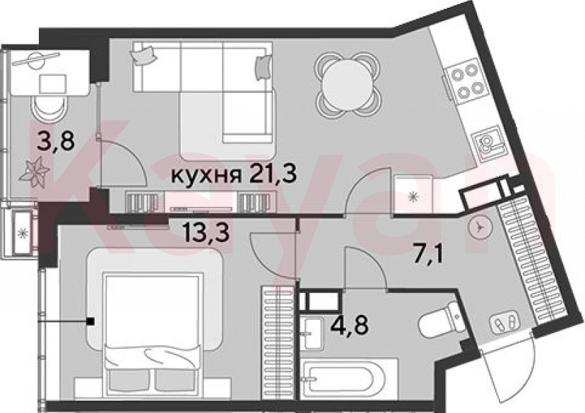 Продажа 2-комн. квартиры, 46.5 кв.м фото 0