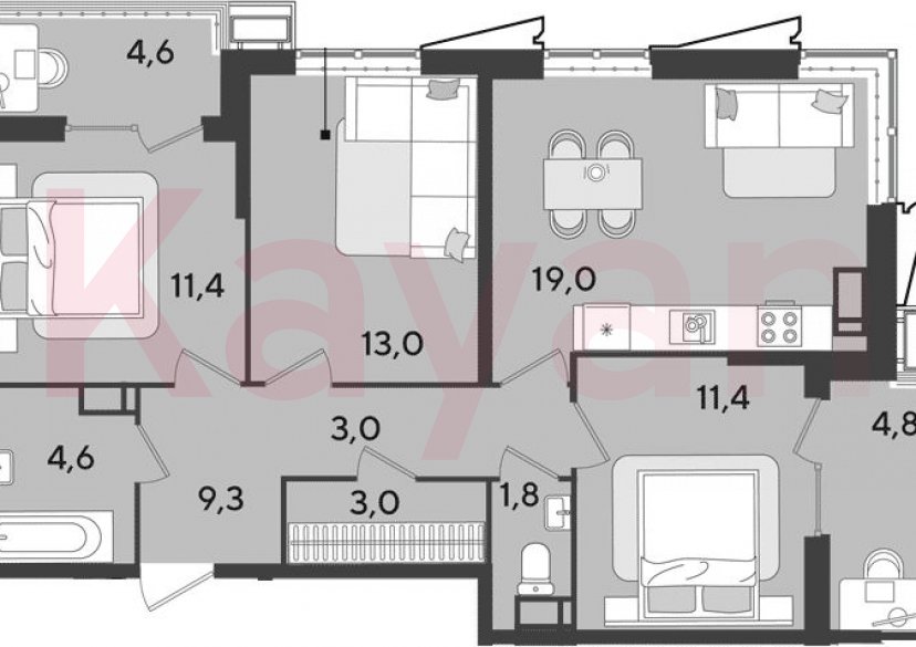 Продажа 4-комн. квартиры, 73.5 кв.м фото 0