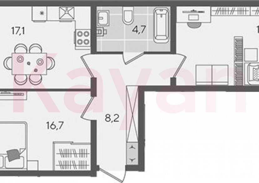 Продажа 3-комн. квартиры, 62.5 кв.м фото 0