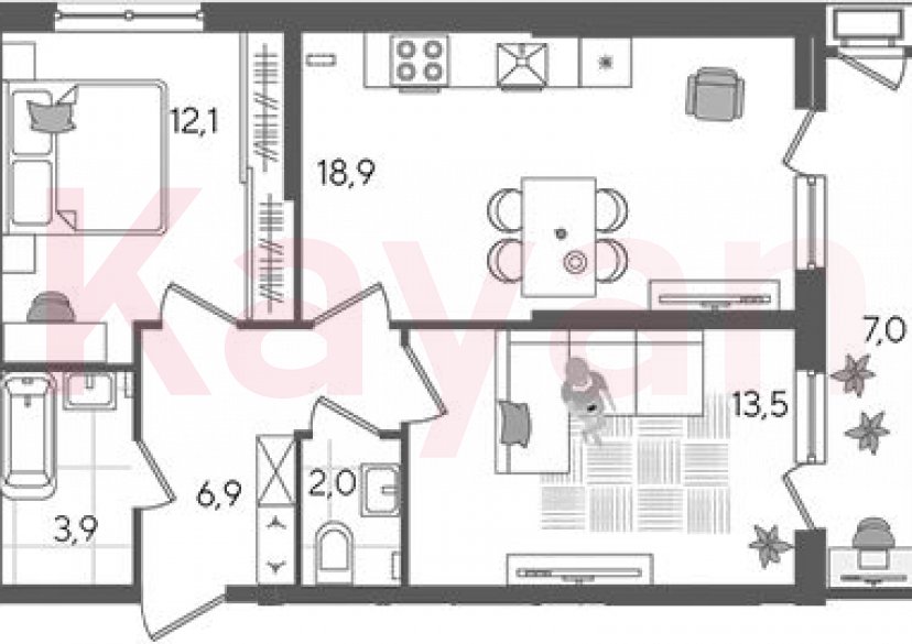 Продажа 3-комн. квартиры, 57.3 кв.м фото 0