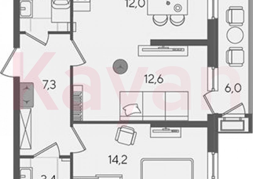 Продажа 2-комн. квартиры, 53.6 кв.м фото 0