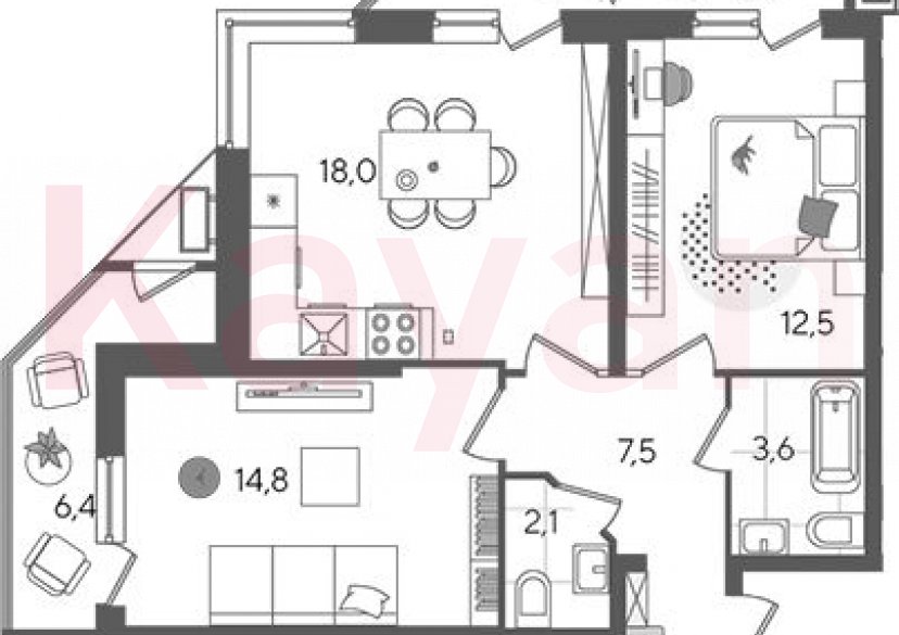 Продажа 3-комн. квартиры, 58.5 кв.м фото 0