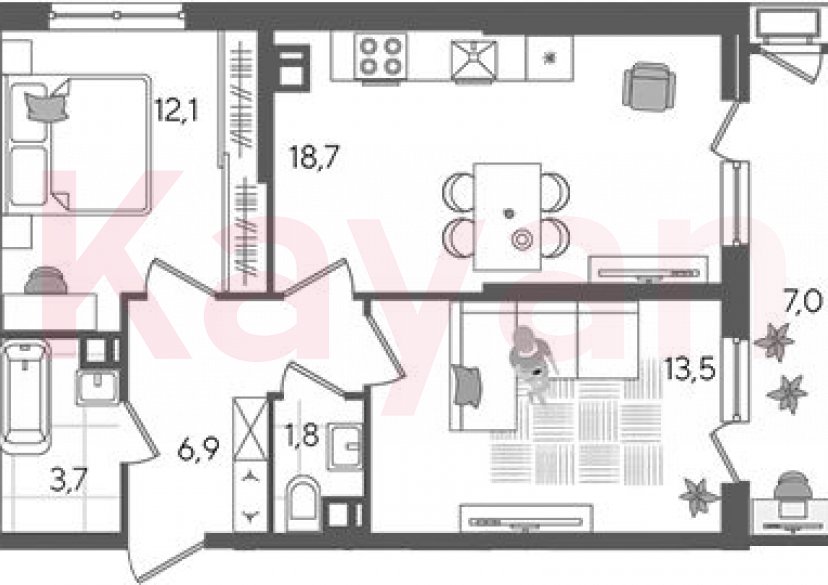 Продажа 3-комн. квартиры, 56.7 кв.м фото 0