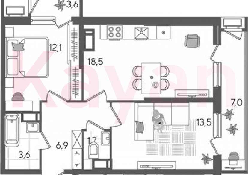 Продажа 3-комн. квартиры, 56.3 кв.м фото 0