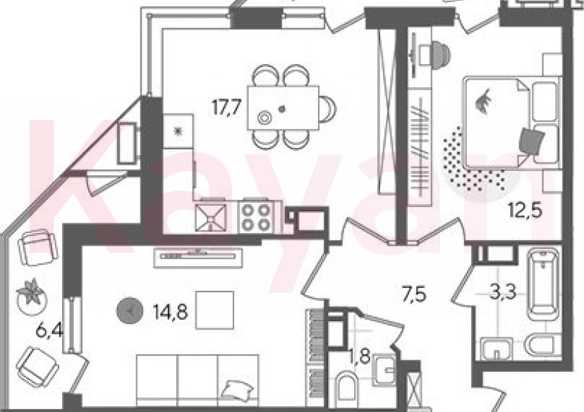 Продажа 3-комн. квартиры, 57.6 кв.м фото 0