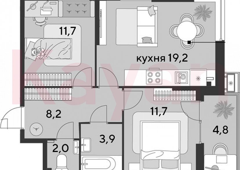 Продажа 3-комн. квартиры, 56.7 кв.м фото 0