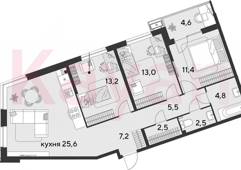 Продажа 4-комн. квартиры, 85.7 кв.м фото 0