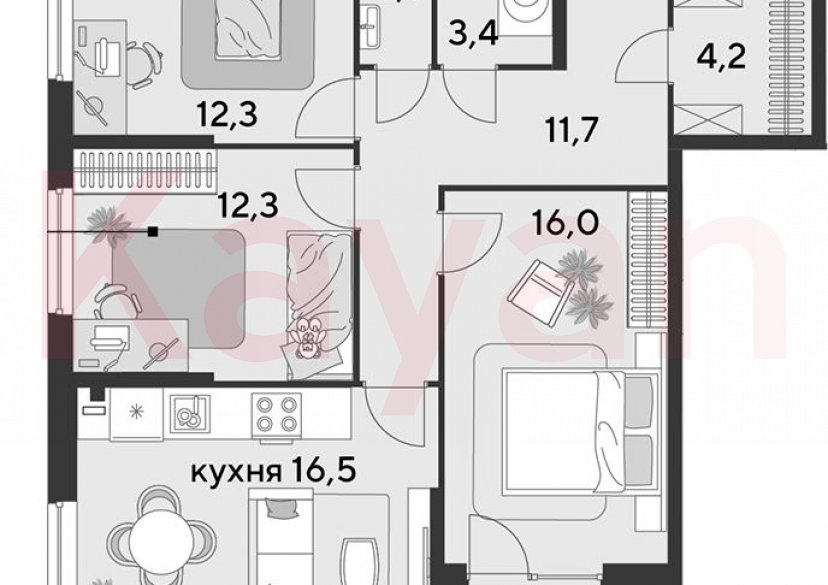 Продажа 4-комн. квартиры, 78.5 кв.м фото 0