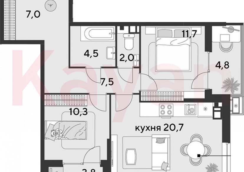 Продажа 3-комн. квартиры, 63.7 кв.м фото 0