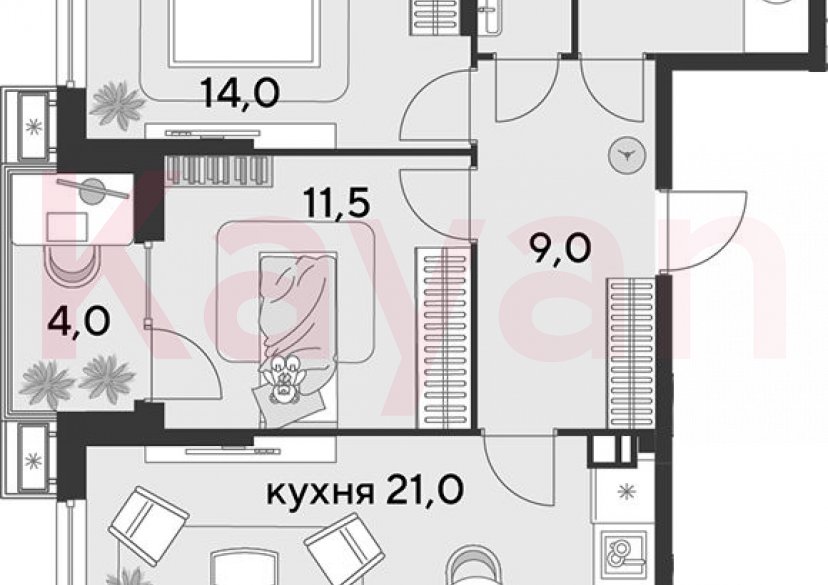 Продажа 3-комн. квартиры, 63.3 кв.м фото 0