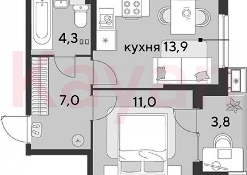 Продажа 1-комн. квартиры, 36.2 кв.м фото 0